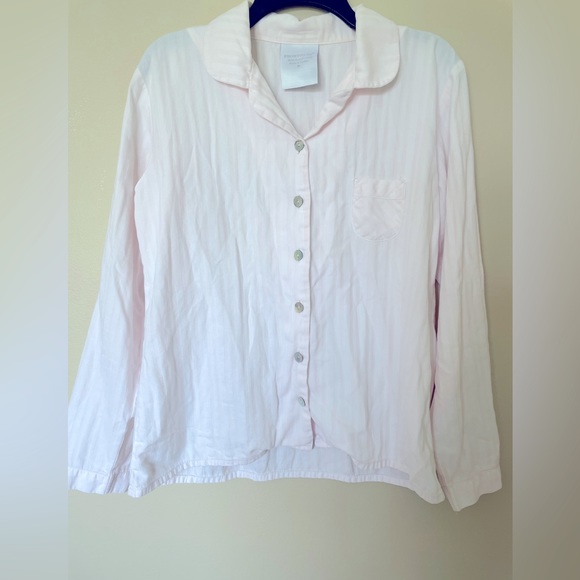Frontgate Turkish Cotton Baby Pink Striped Pajama Shirt Size Medium EUC - Picture 2 of 8